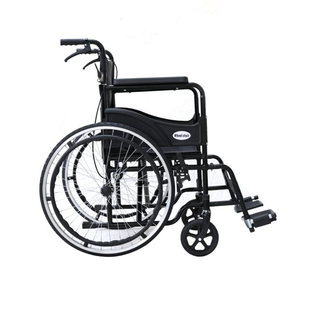 Fauteuil roulant pliable noir avec freins