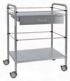 Chariot de soins inox 2 plateaux avec tiroir KWF